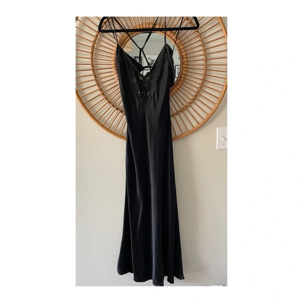 NWT Zara satin slip lace front midi dress Sz XS